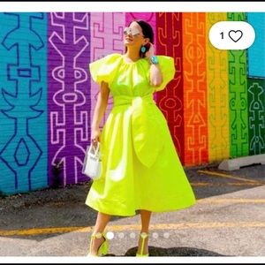 Christopher John Rodgers  Neon Yellow  Dress
